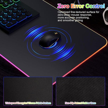 Wireless Charging Mouse Pad 15W RGB Gaming Mousepad Waterproof Desk Mat with Phone Holder 35.4''x11.8'' Extra Large Desk Pad Non-Slip Base Computer Keyboard Mat for PC Laptop, Black.