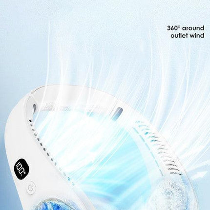 Portable Neck Fan Upgraded, Neckbrace Personal Hands Free, 5 Speed Gears Adjustment, 2000 mAh Wearable Bladeless Quiet Rechargeable for Outdoor Indoor, Gifts for Women Men- Blue Christmas Gifts.