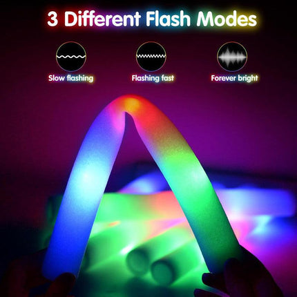 16PCS Foam Glow Sticks, Foam Light Up Sticks with 3 Modes Colorful Flashing, Glow Stick Bulk Party Pack, Glow in Dark Party Supplies, LED Foam Sticks Bulk for Wedding, Raves, Concert, Halloween.