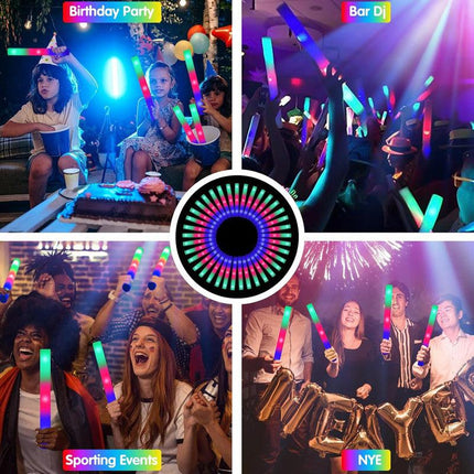 16PCS Foam Glow Sticks, Foam Light Up Sticks with 3 Modes Colorful Flashing, Glow Stick Bulk Party Pack, Glow in Dark Party Supplies, LED Foam Sticks Bulk for Wedding, Raves, Concert, Halloween.