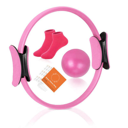 Pilates Ring Kit – Pilates 14" Magic Circle, 9" Mini Exercise Ball for Inner Thighs, Arms & Core Toning – Home Pilates Fitness Ring Workout Set for Women Beginner Starter kit.