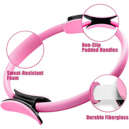 Pilates Ring Kit – Pilates 14" Magic Circle, 9" Mini Exercise Ball for Inner Thighs, Arms & Core Toning – Home Pilates Fitness Ring Workout Set for Women Beginner Starter kit.