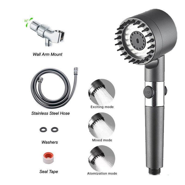 High Pressure Filtered Shower Head - 3 Spray Modes Shower head with Handheld, Detachable Showerhead with 5 Replaceable Water Softener Filters for Hard Water | Shower with 75" Anti-Burst Hose.