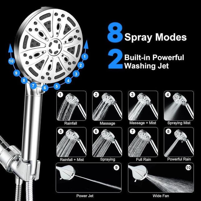 Filtered Shower Head with Handheld, High Pressure 8 Spray Showerhead with Filters & Upgraded Detachable Shower Head, Water Softener Filters Beads for Hard Water -Remove Chlorine.