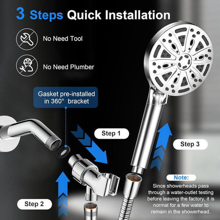 Filtered Shower Head with Handheld, High Pressure 8 Spray Showerhead with Filters & Upgraded Detachable Shower Head, Water Softener Filters Beads for Hard Water -Remove Chlorine.