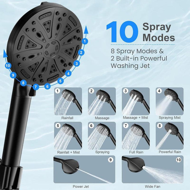 Filtered Shower Head with Handheld, High Pressure 8 Spray Showerhead with Filters & Upgraded Detachable Shower Head, Water Softener Filters Beads for Hard Water -Remove Chlorine Black.