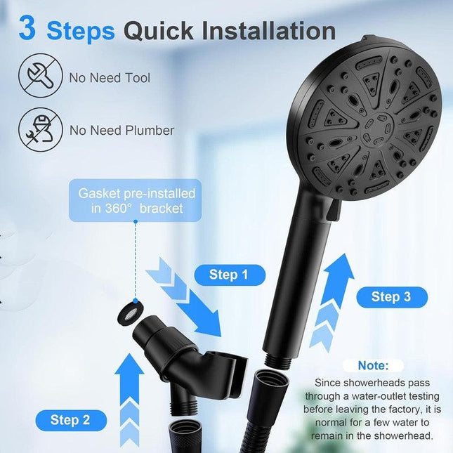 Filtered Shower Head with Handheld, High Pressure 8 Spray Showerhead with Filters & Upgraded Detachable Shower Head, Water Softener Filters Beads for Hard Water -Remove Chlorine Black.