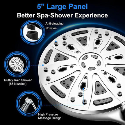 Filtered Shower Head with Handheld, High Pressure 8 Spray Showerhead with Filters & Upgraded Detachable Shower Head, Water Softener Filters Beads for Hard Water -Remove Chlorine Black.