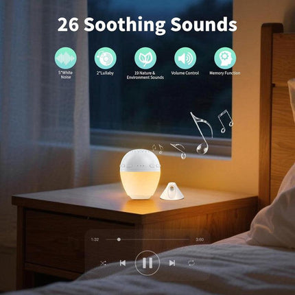 3 in 1 Smart Sound Machine, White Noise Machine with Noise Detection, Night Light, Bluetooth Speaker, Rechargeable Battery, 26 Soothing Sounds and Portable Design for Kids & Adults.