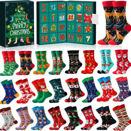 Advent Calendar 2025 Adult Men 24 Days of Christmas Cotton Socks US 7-13 Fun Christmas Sock Advent Calendar for Men Funny Gifts for Dad Boyfriend Husband Brother Random Socks Gift Box.