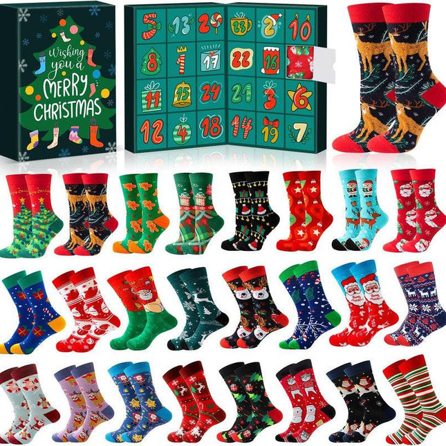 Advent Calendar 2025 Adult Men 24 Days of Christmas Cotton Socks US 7-13 Fun Christmas Sock Advent Calendar for Men Funny Gifts for Dad Boyfriend Husband Brother Random Socks Gift Box.