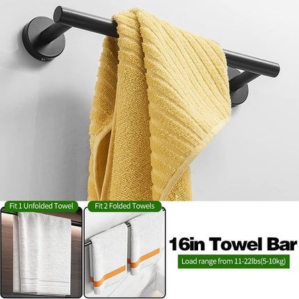 10pcs Matte Black Bathroom Hardware Set, Including 2pcs 24in Retractable Hand Single Towel Bar with 2pcs Toilet Paper Holders, 2pcs Towel Rings 4pcs Multifunctional Robe Hooks.