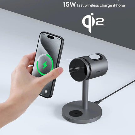 Aukey MagFusion 3-in-1 Pro Qi2 Magnetic Fast Wireless Charging Station with Active Cooling (LC-MC311A).
