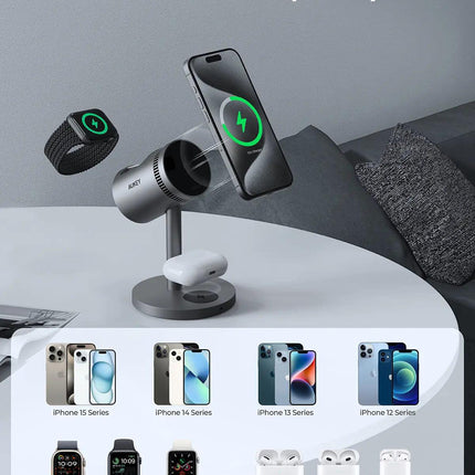Aukey MagFusion 3-in-1 Pro Qi2 Magnetic Fast Wireless Charging Station with Active Cooling (LC-MC311A).
