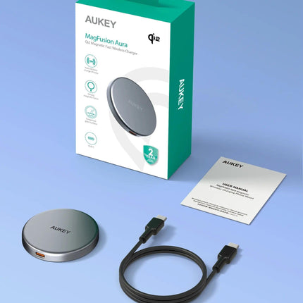 Aukey Magfusion Aura Qi2 Magnetic Fast Wireless Charger (LC-MC10).