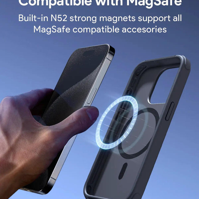 Aukey Urban Guard Elite Magnetic Hard-Shell iPhone 15 Pro Phone Case - Dark Gray (UG10C).