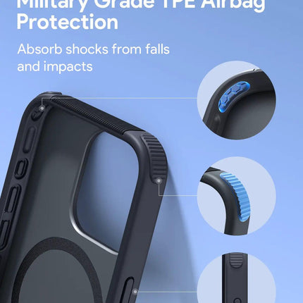 Aukey Urban Guard Elite Magnetic Hard-Shell iPhone 15 Pro Max Phone Case - Dark Gray (UG10D).
