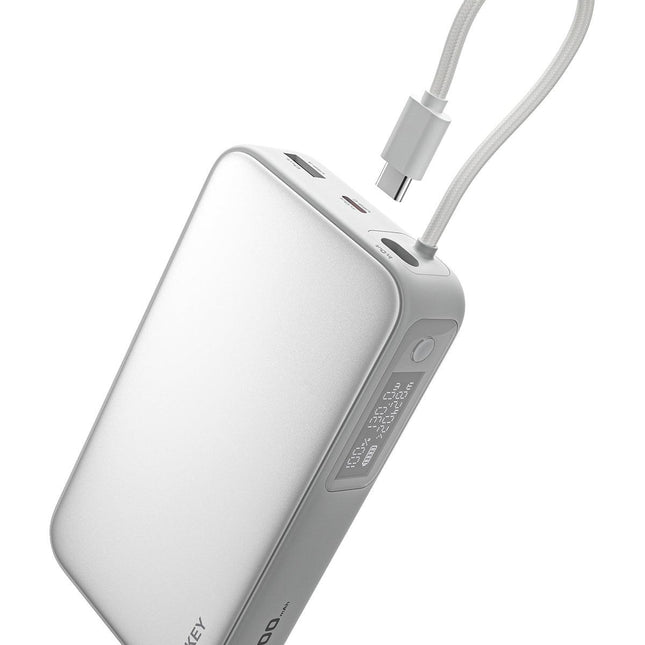 Aukey Spark Sling 20000 Compact Fast Charging Power Bank with Built-in USB-C Cable (PB-Y48).