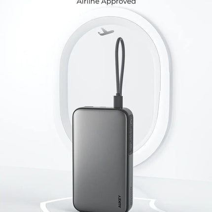 Aukey Spark Sling 20000 Compact Fast Charging Power Bank with Built-in USB-C Cable (PB-Y48).