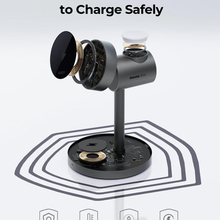 Aukey MagFusion 3-in-1 Qi2 Magnetic Fast Wireless Charging Station (LC-MC311).