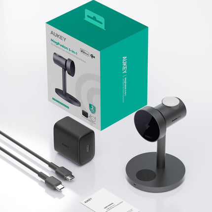 Aukey MagFusion 3-in-1 Qi2 Magnetic Fast Wireless Charging Station (LC-MC311).