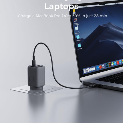 Aukey Comet 100W PD Fast Wall Charger GaN USB-C with 100W 1.8m USB-C to C Cable (PA-C5).