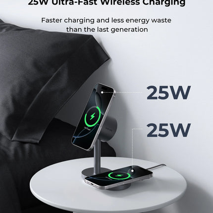 AUKEY MagFusion 2X Qi2.2 25W 2-in-1 Dual Magnetic Wireless Charging Station for iPhone, Samsung & Google Pixel – LC-MC213