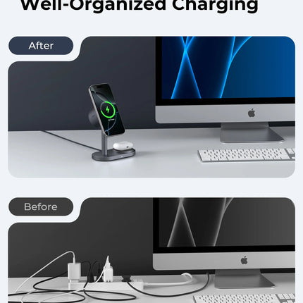 AUKEY MagFusion 2X Qi2.2 25W 2-in-1 Dual Magnetic Wireless Charging Station for iPhone, Samsung & Google Pixel – LC-MC213