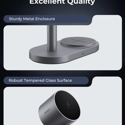 AUKEY MagFusion 2X Qi2.2 25W 2-in-1 Dual Magnetic Wireless Charging Station for iPhone, Samsung & Google Pixel – LC-MC213