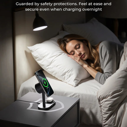 AUKEY MagFusion 2X Qi2.2 25W 2-in-1 Dual Magnetic Wireless Charging Station for iPhone, Samsung & Google Pixel – LC-MC213