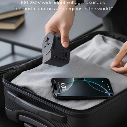 AUKEY GlobeMate 65W GaN Universal Travel Adapter with 2 USB-C + USB-A for 200+ Countries – PA-TA11A