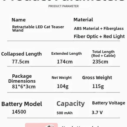 pet products Interactive LED telescopic pole cat teaser stick.