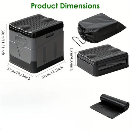 Portable Car Toilet with Integrated Waste Bin - Durable PP Material, Ideal for RVs, Outdoor Camping & Emergency Situations - Sleek Design with Ventilation Slits RV Toilets.