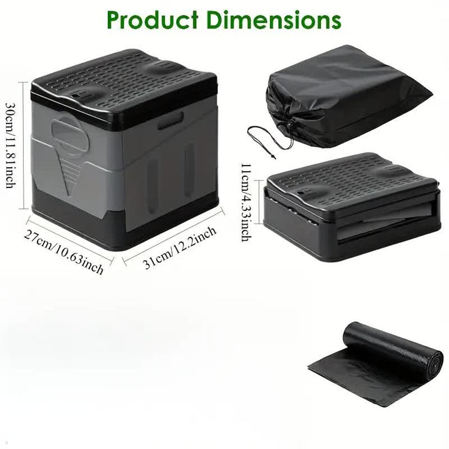 Portable Car Toilet with Integrated Waste Bin - Durable PP Material, Ideal for RVs, Outdoor Camping & Emergency Situations - Sleek Design with Ventilation Slits RV Toilets.