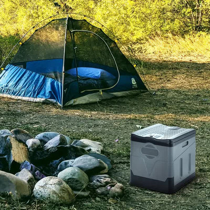 Portable Car Toilet with Integrated Waste Bin - Durable PP Material, Ideal for RVs, Outdoor Camping & Emergency Situations - Sleek Design with Ventilation Slits RV Toilets.