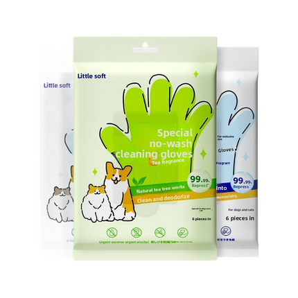 pet products -free cleaning gloves for dog bathing and deodorizing, cat dry cleaning wet wipes supplies, two packs..
