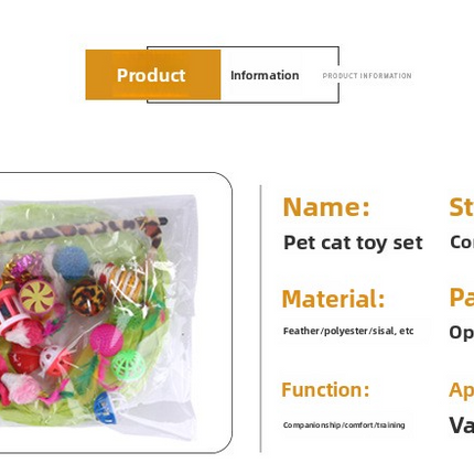 pet products Super Set (21 Pcs) - Cat Tunnel, Teaser, Mice, Jingle Balls, & Pom Poms. (Note: accessory colors are shipped randomly)..