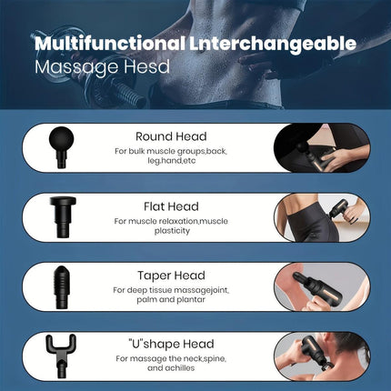 Green Portable Deep Tissue Massager | 6-Speed & 4 Heads & 15-Min Timer｜Professional Muscle Recovery, Anytime Anywhere.