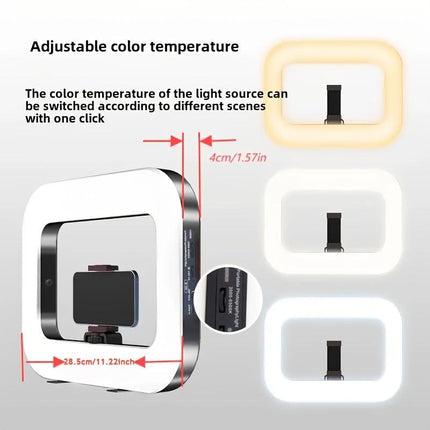 Smart Dual-Mode Fill Light｜One-Touch Color Temperature Switching + Stepless Dimming, Portable Ring Light with Soft Glow for Multi-Scenario Live Shooting.