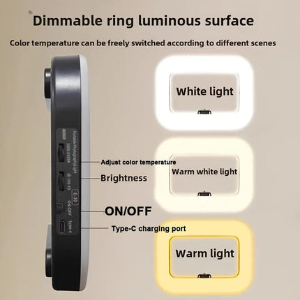 Smart Dual-Mode Fill Light｜One-Touch Color Temperature Switching + Stepless Dimming, Portable Ring Light with Soft Glow for Multi-Scenario Live Shooting.