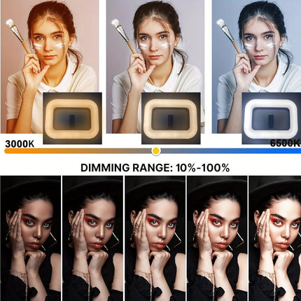 Smart Dual-Mode Fill Light｜One-Touch Color Temperature Switching + Stepless Dimming, Portable Ring Light with Soft Glow for Multi-Scenario Live Shooting.