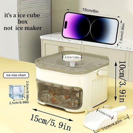 1PC Refrigerator Ice Cube Mold, Manual Press Two-Layer Design, Large Capacity Food-Grade PP Material, Suitable for Refrigerator Ice Making – Essential Kitchen Tool, 50-Cavity Ice Tray with Container, Practical Household Drink Ice Organizer..