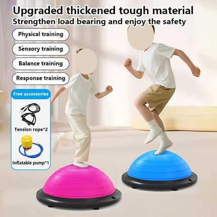 Hemisphere Trainer – Portable Inflatable Balance Trainer, specifically designed for core training, yoga, rehabilitation, and Pilates, equipped with a stable base. Suitable for home gyms, fitness centers, and physical conditioning.（BLUE）.