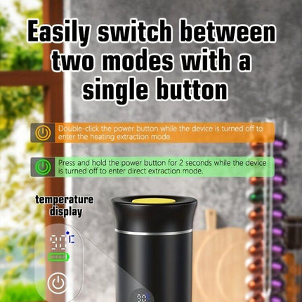 BALCK Upgraded Portable Coffee Maker with Temperature and Power Display, USB-C Charging, Self-Heating & Cold Brew Functions, Compatible with Coffee Capsules/Ground Coffee. Perfect Espresso Machine for Home, Office,.