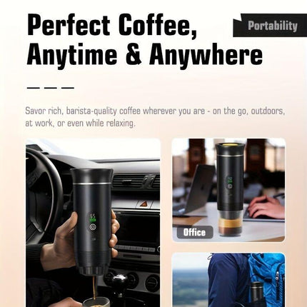 BALCK Upgraded Portable Coffee Maker with Temperature and Power Display, USB-C Charging, Self-Heating & Cold Brew Functions, Compatible with Coffee Capsules/Ground Coffee. Perfect Espresso Machine for Home, Office,.