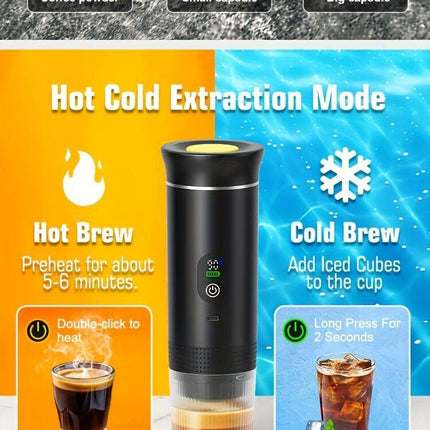Upgraded Portable Coffee Maker with Temperature and Power Display, USB-C Charging, Self-Heating & Cold Brew Functions, Compatible with Coffee Capsules/Ground Coffee. Perfect Espresso Machine for Home, Office, Travel, RV, (white).