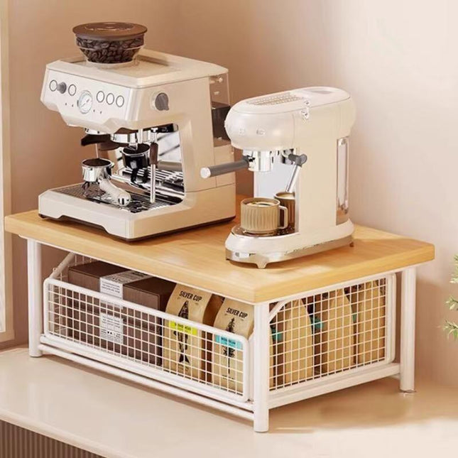 Modern Kitchen Microwave Shelf with Drawer: Sturdy and solid structure, designed to save counter space for storing appliances, utensils, dishes, and household items. Minimalist design suitable for 1000+ scenarios, chosen by 1000 households, WHITE.