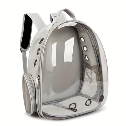 (GREY)Replacement Transparent Pet Backpack with Zipper Closure - Heavy-Duty Structure, Ventilated and Padded Lining - Portable Travel Carrier for Cats, Small Dogs, Airplanes, Trains, Cars - Safe and Comfortable Carrier Backpack for Busy Pet Owners - Ideal.