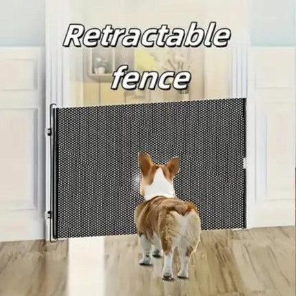 Expandable Pet Fence, made of PVC mesh material, easy to install, suitable for small dogs, cats, and various pets. No-drilling design effectively prevents pets from escaping, making it an ideal choice for stairs, corridors, and doorways.  （WHITE）.