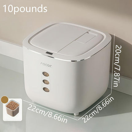 10LB Sealed Pet Food Storage Container | Heavy-Duty Square PP Dispenser with Flip Lid, Easy to Clean, Suitable for Kitchen Pantry.
